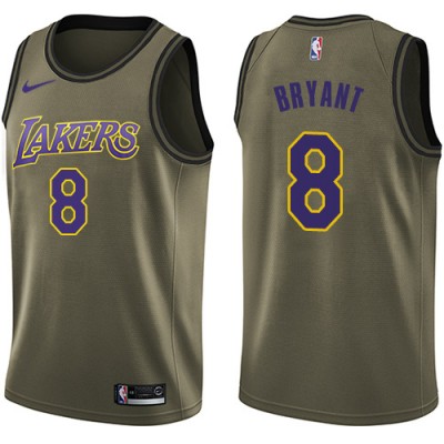 Nike Los Angeles Lakers #8 Kobe Bryant Green Salute to Service Youth NBA Swingman Jersey